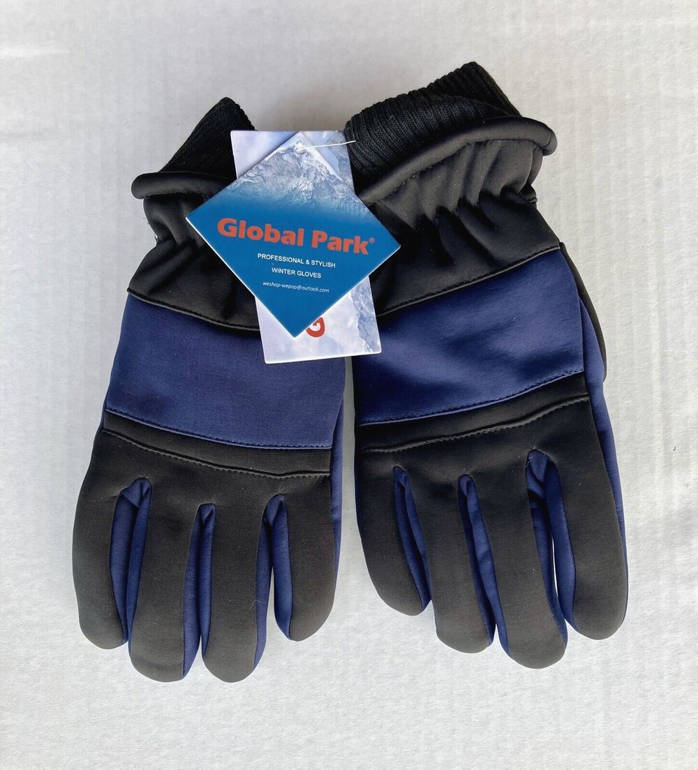 Global Park Winter Gloves Adult Size Small/Medium Black Blue Snow NWT